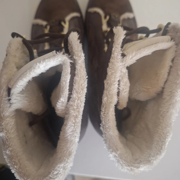 Adidas leather sherpa lined lace up ankle boots SZ 8 - Picture 9 of 12